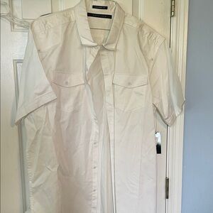 Sean John White Short Sleeve Button-Up Work Shirt